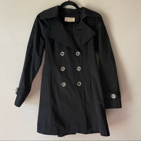 Michael Kors Black Double Breasted Tie Trench Coat - Picture 1 of 4